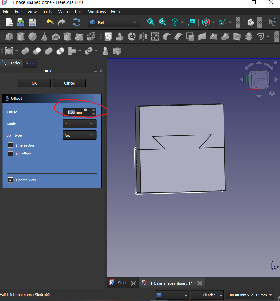 Set the offset value